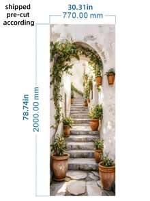 1set/2pcs Self Adhesive Removable Waterproof Vintage Romantic Ancient Style Stairs Door Sticker Peaceful Outdoor Green Plant European Charming Garden Flat Art Wall Mural Decal For Home Kitchen Living Room Bedroom Hallway Indoor Outdoor Decor Easy Apply - multicolor - View 15