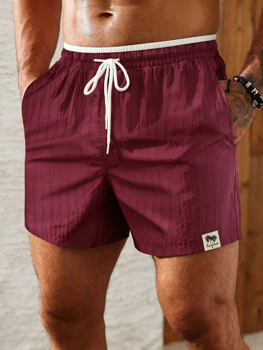 Manfinity KASUA Men's Drawstring Waist Pocket Design Beach Shorts, Holiday - Multicolor - View 1
