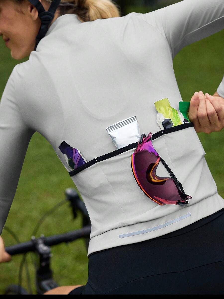 Exploreva Women's Fitted Long Sleeve Cycling Jersey With Front Zipper