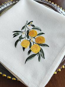 Cirelle 1/2/4入 新鮮檸檬刺繡布餐巾，米色棉麻可重複使用織物餐巾，可用作餐墊、廚房餐桌餐巾，適用於節日、派對、婚禮、農舍風格用餐與居家裝飾 - 黃色 - 查看 14