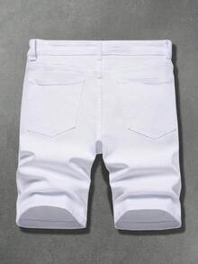 Manfinity LEGND Men's Casual Regular Fit Versatile Commuting White Denim Shorts, Holiday - White - View 2