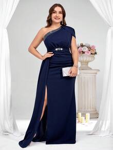 Coutiva Đầm dạ hội cỡ lớn (đính kết cầu kỳ), đầm đính sequin, đầm ren, đầm dạ hội sang trọng dành cho phụ nữ, ngày Valentine. - Màu xanh hải quân - Xem 3