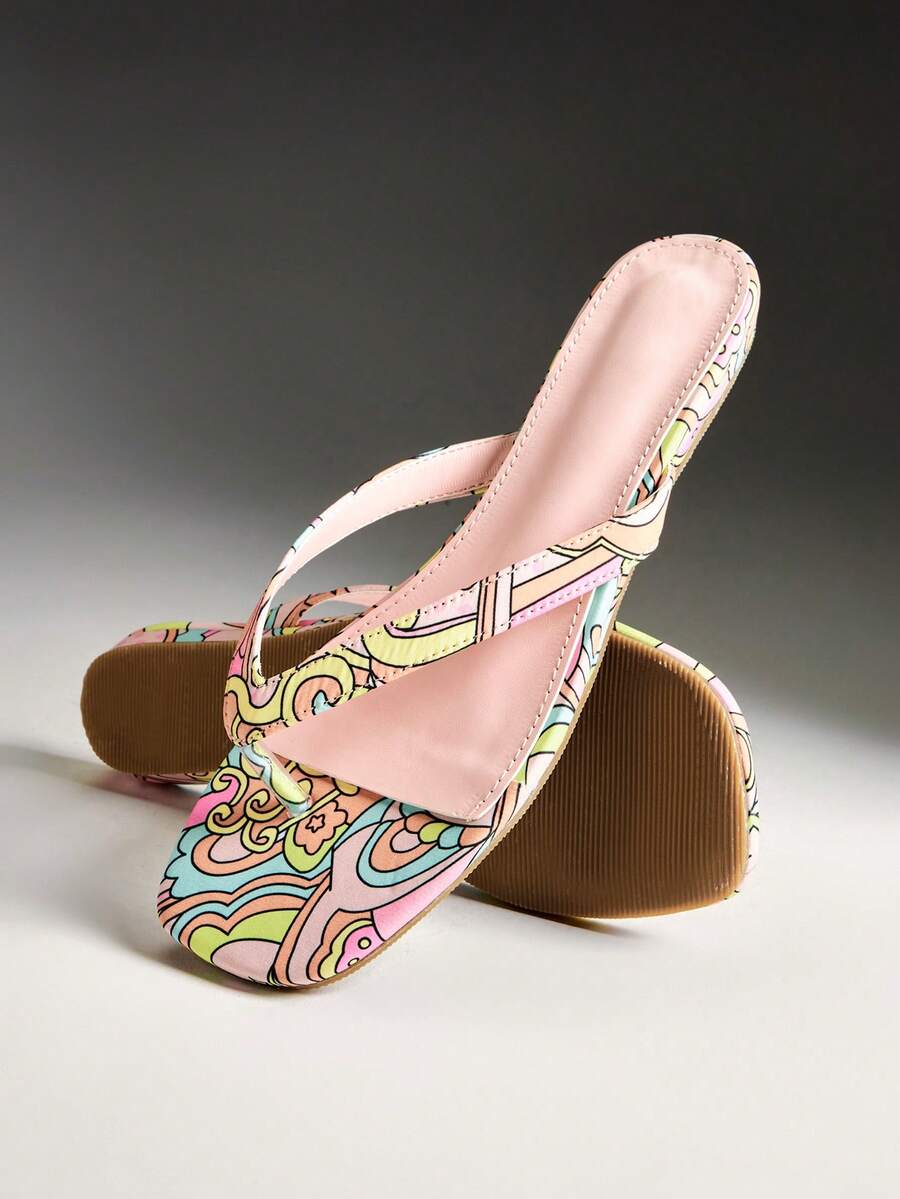 SHUZIA Sandal Jepit Datar Wanita untuk Musim Panas - MultiWarna - View 1