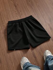 SWAVVY Men's Casual Letter Print Shorts - Black - View 5