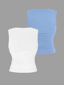 GlowEve CURVE Plus Size Women Elegant Metal Buckle Two Pieces Asymmetric Camisole Set - Multicolor - View 2