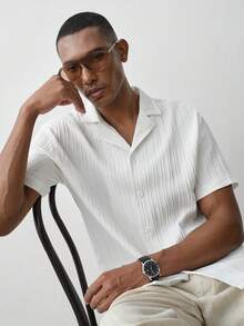 MENRIVO Men Solid Button Up Shirt For Summer - White - View 6