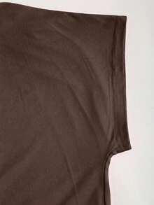 Sweetra Women's Solid Color Ruched Asymmetrical Shoulder Elegant Waist Gathering Party Mini Dress - Brown - View 3