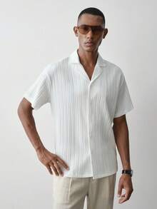 MENRIVO Men Solid Button Up Shirt For Summer - White - View 4