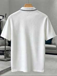 Manfinity Homme Men's Colorblock Casual Versatile Daily Travel Short Sleeve Polo Shirt, Formal - White - View 2