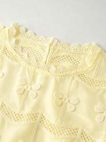 GlowEve Women's Lace Patchwork Casual Versatile Daily Wear Shirt - Yellow - View 7