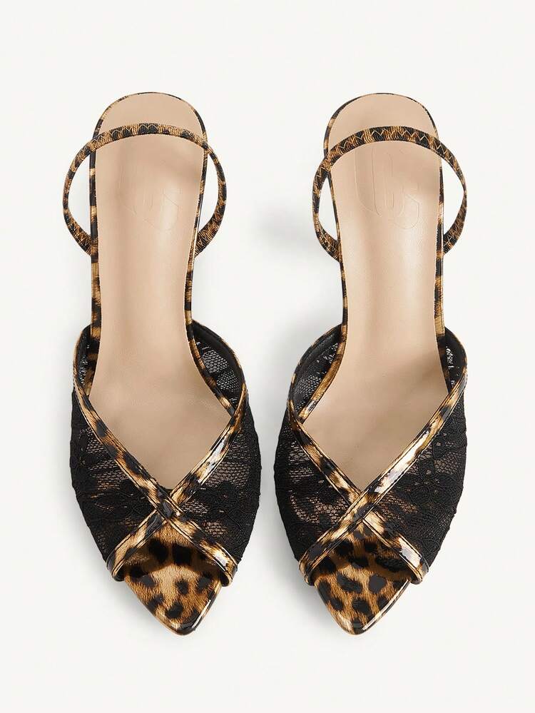 CUCCOO CHICEST Summer Black Mesh Stitching Leopard Print Material Pointed Head Thin Heel Elegant Gorgeous Sexy Party Evening Ceremony Women High Heel Sandals