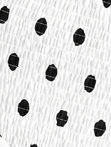 Sweetra 大尺碼女款腰部繫帶優雅休閒甜美波點襯衫 - 白色 - 查看 6