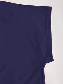 Sweetra Women's Elegant Solid Color Asymmetrical Shoulder Long Dress - Blue - View 3