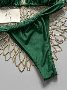Swim Mod Conjunto de bikini de unicolor para mujer - Verde - Ver 4
