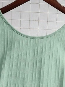 GlowEve Váy ngắn thường ngày dệt hở lưng buộc dây không tay dáng chữ A viền bèo nhún cho nữ mùa hè - màu xanh lá - Xem 5