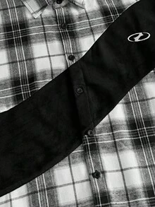AXEPEAK 男士格子短袖单排扣休闲衬衫 - 彩色 - 查看 5