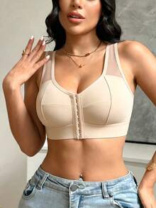 SHEIN 1件前扣式女士文胸 - 杏色 - 查看 5