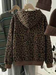 Divinelle Summer Outfits Women's Simple Casual Solid Color Pullover Hooded Long Sleeve Hoodie Without Drawstring Oversize - Brown - View 2