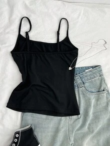 Attitoon Casual Minimalist Brazil Letter & Number 23 Print Sexy Camisole Tank Top, Suitable For Summer World Cup, Jersey, Sports Season, Football Uniform, Match - Black - View 5