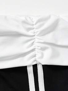 SHEIN Pantalones casuales de punto con bloques de color para adolescentes - Blanco y Negro - Ver 9