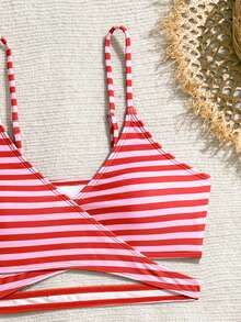 SHEIN Teen Girl Striped Swimwear Set, Vacation Beach - Multicolor - View 5