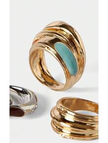 Noxbound Anillo de combinación de varias piezas, BOHEMIANO/Moderno/Chic, Capas/Piedras preciosas/Cuentas/Cristales, Verano/Playa/Baile de graduación/Fiesta/Vacaciones/Viajes, Uso diario/Día de trabajo, Dorado - Oro/Plata - Ver 5