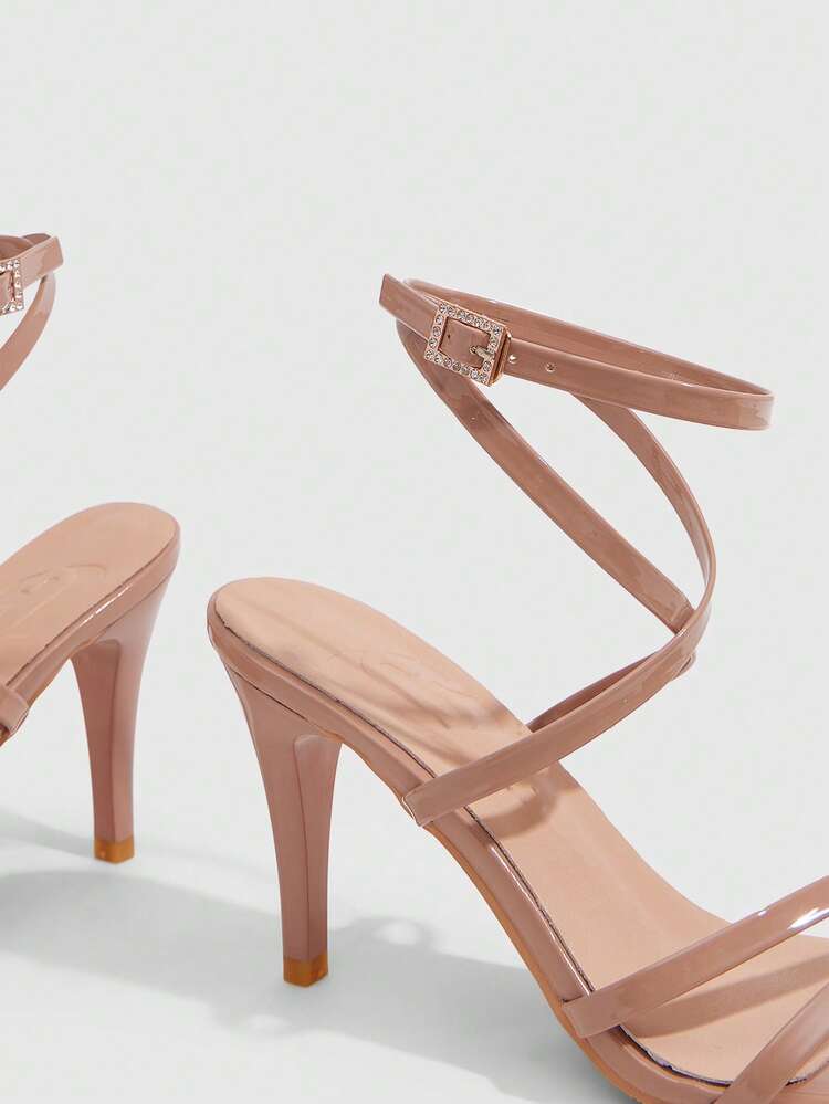 CUCCOO SZL Women Shoes Round Toe Stiletto Apricot Thin Strip With Ankle Strap Women's High Heel Sandals Fashion Elegant Sexy Party Banquet Dating Women Sandals