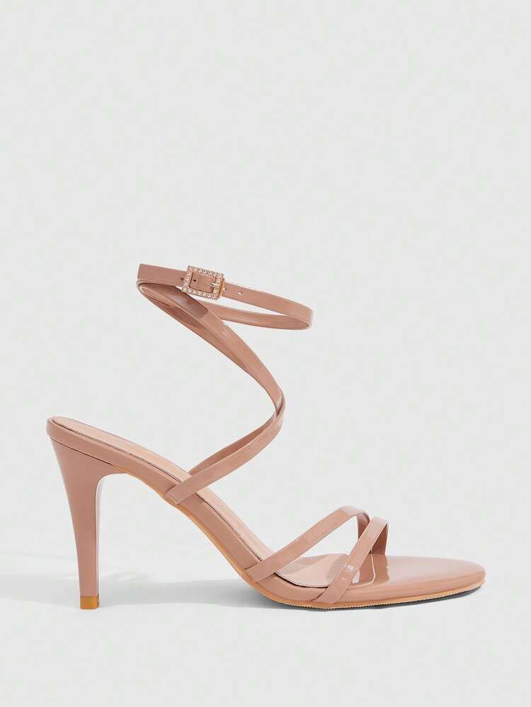 CUCCOO SZL Women Shoes Round Toe Stiletto Apricot Thin Strip With Ankle Strap Women's High Heel Sandals Fashion Elegant Sexy Party Banquet Dating Women Sandals
