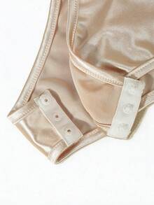 Qadelle Áo liền thân satin bóng màu sâm panh ôm eo, áo hai dây, cổ chữ V, ren tương phản, áo liền thân thanh lịch cho mặc hàng ngày, đi làm, trang trí dây đeo ngọc trai, phối ren, áo liền thân satin lụa dành cho nữ, thiết kế thắt eo, váy dự tiệc, trang phục trang trọng thanh lịch, áo kiểu duyên dáng, trang phục hẹn hò cho nữ, trang phục dự tiệc duyên dáng, trang phục thanh lịch dành cho nữ, trang phục mùa tốt nghiệp - Rượu sâm banh - Xem 3
