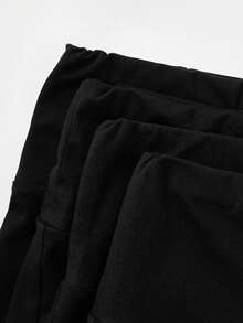 SHEIN Girlism 少女四件套：黑色打底裤、休闲针织高腰短裤、骑行短裤、运动短裤 - 买一送三，适合日常穿着，春夏款 - 黑色 - 查看 6