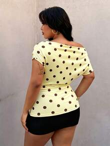 Rustia Camiseta sin mangas de cuello de pico con lunares, talla grande, primavera/verano - Multicolor - Ver 2