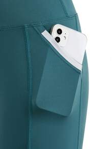 SHEIN Cheerettes Solid Color High Waist Seamless Sports Shorts - Green - View 6