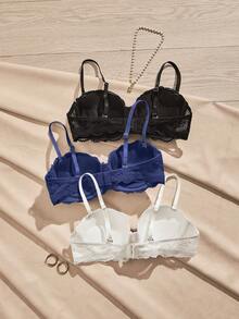 HautHeat 3pcs Women's Underwire Bra With Non-Removable Padded Cups - Multicolor - View 2