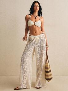 Poéselle Conjunto de bikini de unicolor para mujer - Albaricoque - Ver 2