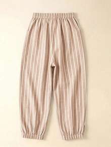Pantalones casuales sencillos de bolsillo con lazo al frente de unicolor en talla grande, uso casual diario - Caqui - Ver 2