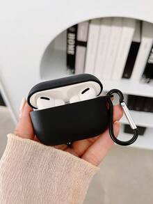 Solid Color Black Silicone 1 Set Black Apple Protective Case & Bluetooth Earphone Protective Case, Comes With 1 Earphone Hook, Compatible With AirPods Case, Pro 3 Case, 4 Case Birthday Gift - Black - View 11