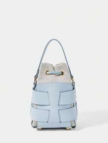 SHECARRY Women's Fashion Two-In-One Handbag, Fresh Light Blue Messenger Bucket Bag, Exquisite And Simple Hollow Craftsmanship, Suitable For Commuting, Daily Life, Shopping, Vacation, Travel, Matching - Light blue - View 3