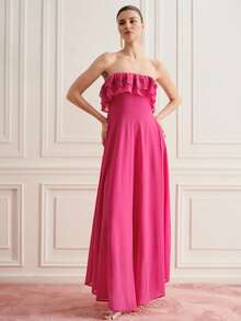 BELROSIE Đầm chiffon hai lớp màu hồng cánh sen mùa hè, phối ren xếp tầng, dáng ôm vừa vặn với chân váy xòe, mềm mại, lãng mạn, gợi cảm và thanh lịch, thích hợp cho đi biển, nghỉ mát, dự tiệc, đám cưới và các dịp thường ngày. - Màu Hồng Tươi - Xem 4