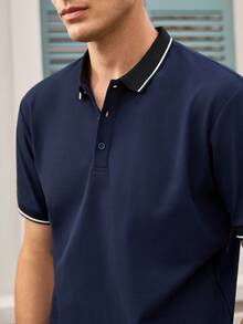 Officeau Chemise polo d'été décontractée rafraîchissante pour hommes, idéale pour les vacances et les affaires - Bleu marine - Voir 7