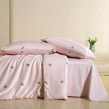 Cirelle Bộ 3 món vỏ chăn lụa băng mùa hè, 100% polyester, mềm mịn & thoải mái với họa tiết nơ bao gồm: 1 vỏ chăn + 2 vỏ gối (không bao gồm ga giường và ruột chăn) - Bột nơ bướm - Xem 8