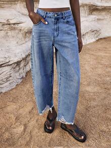 Maija Plus Size Casual Washed Bootcut Jeans - Dark Wash - View 3