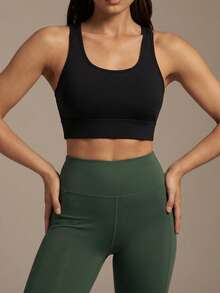Silquee High Support Racer Back Sports Bra - Black - View 7