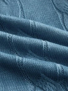 ROMWE MEN Men's Ombre Crew Neck Short Sleeve Casual Distressed Knit Top - Blue - View 6
