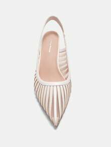 Bholvia New Elegant Women High Heel Shoes, Casual Sexy Fashion Mesh Backless Commuting & Dating Mid Heel Pumps,Kitten Heels - Beige - View 9