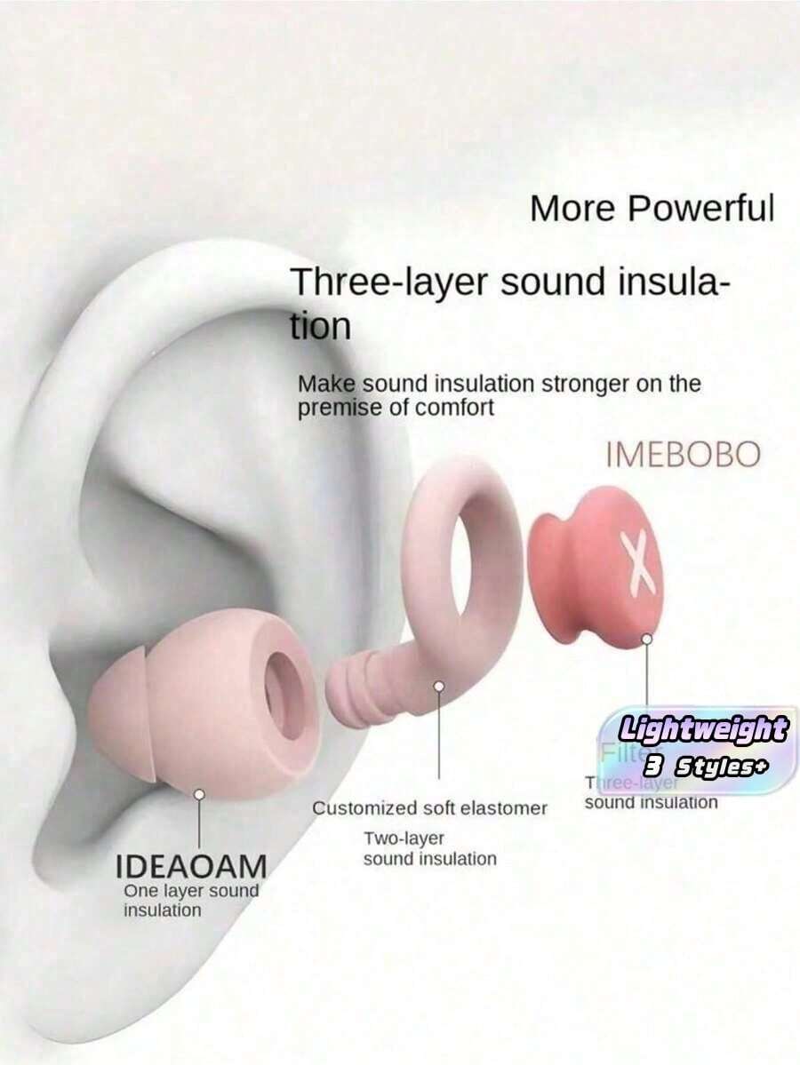 Reusable Silicone Sleep Earplugs, Made Of Soft & Comfortable Silicone Material, Fashionable Design, Skin-Friendly Fit, Easy To Clean, Suitable For School/Home/Travel, Effectively Block Disturbing Noise. #Reusable Earplugs #Sleep Aid - multicolor - View 1