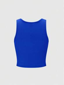 SHEIN Unity 女款 Y2K 多明尼加共和國「REP.DOMINICANA」世界盃圖案藍色背心上衣 - 藍色 - 查看 2