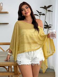 Enliva Áo khoác dệt kim nữ size lớn phong cách vintage quyến rũ thanh lịch, thường ngày đi làm, phong cách Bohemian Y2K, trang trí tua rua cho lễ hội âm nhạc, mùa xuân/hè - Màu xanh lam - Xem 4