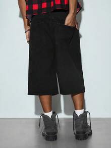 Modcrash Men's Casual Fashion Studded Denim Shorts - Black - View 3