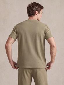 SHEIN Casual Spring Henry Collar Men's Loungewear Set - Khaki - View 2