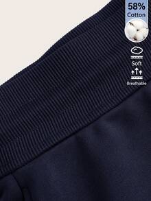 SHEIN BASICS 女款極簡運動休閒寬鬆休閒運動風辣妹抽繩腰口袋時尚短褲 海軍藍 夏季健身運動慢跑健身房短褲 - 藏蓝色 - 查看 9